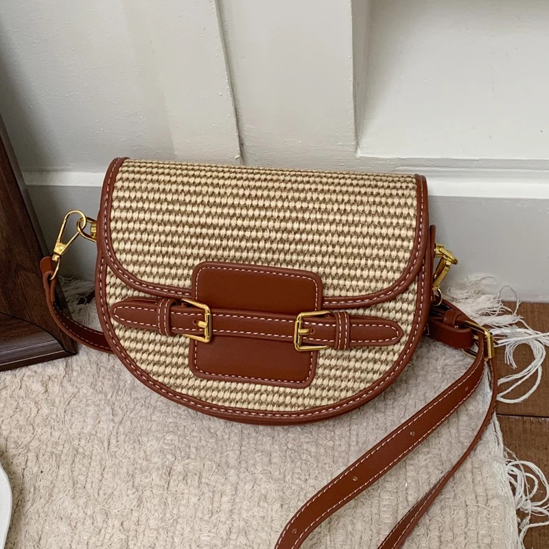 Luxury Bags Leather - Engelse stijl mini strooien zadeltassen voor
