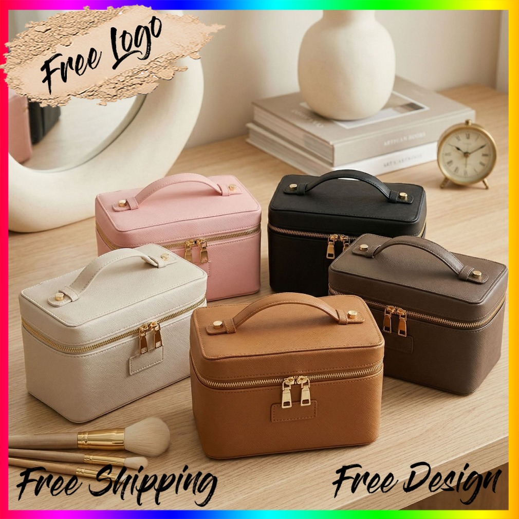 Luxury Bags Leather - Luxe make-up tas van struisvogelpatroonleer, draagbare