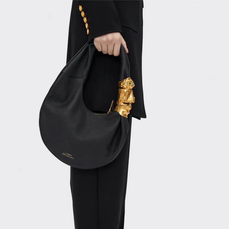 Half Moon Bag Suede - Designer luxe soufflé tas dames zwart