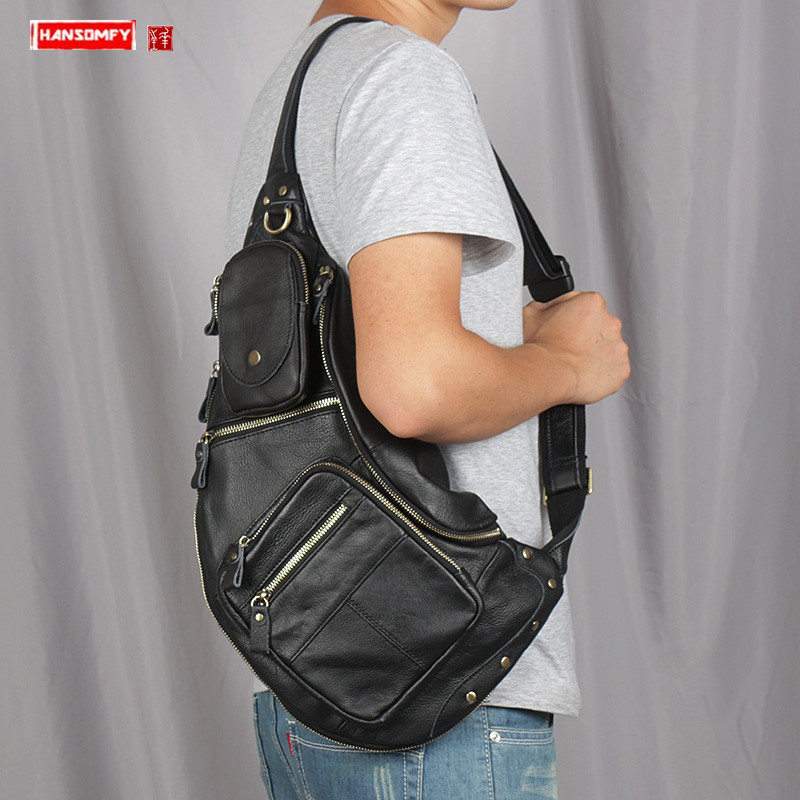 2026 Nieuwe lederen herenborst - Half Moon Bag Suede recensie en prijs