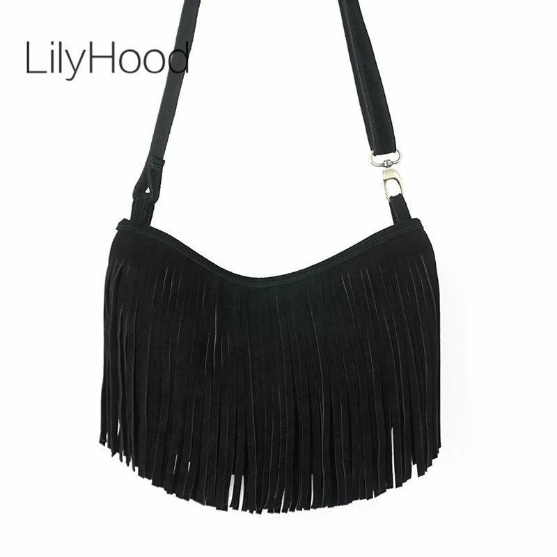 Vrouwen Echt Leer Suede Omzoom - Half Moon Bag Suede recensie en prijs