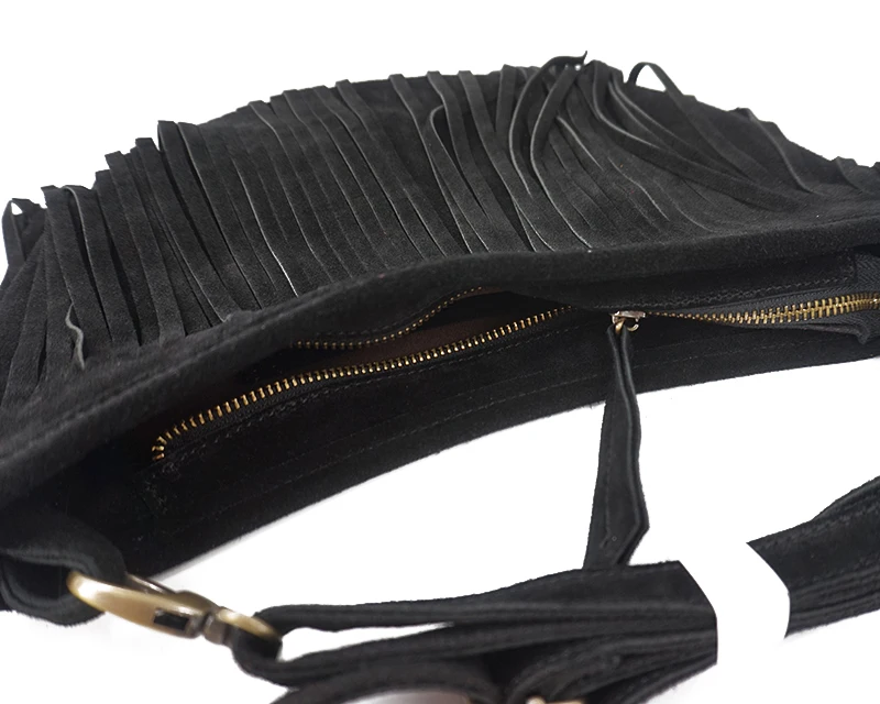 Vrouwen Echt Leer Suede Omzoom - Half Moon Bag Suede recensie en prijs