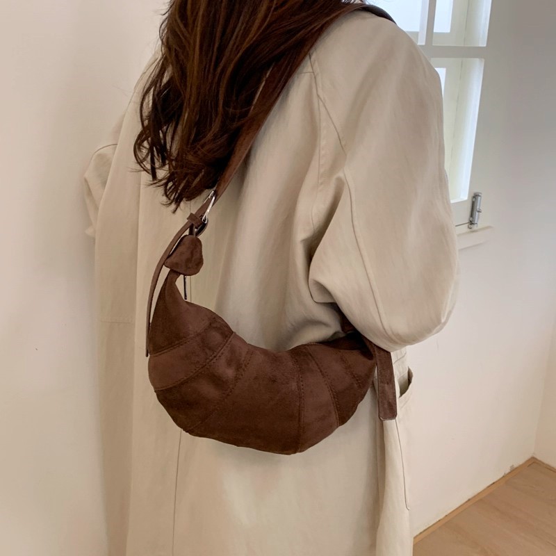 JIAERDI Retro Effen Kleur Sued - Half Moon Bag Suede recensie en prijs