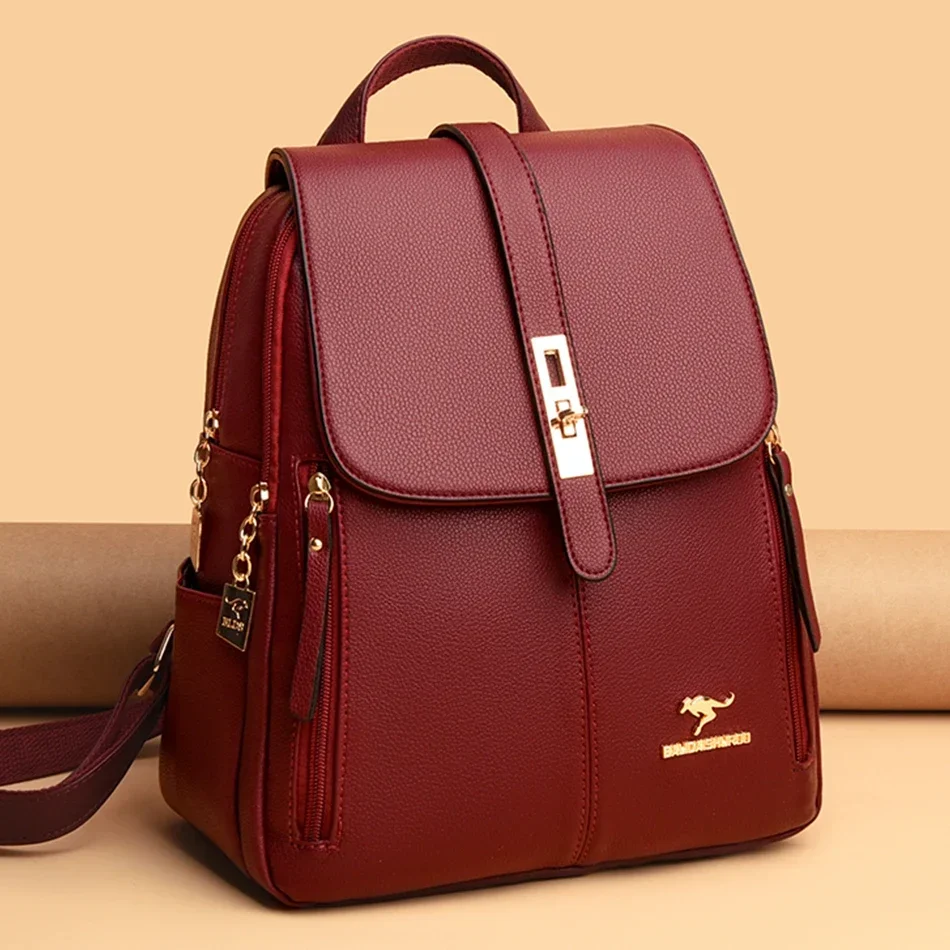 Dames lederen rugzak met grote - Luxury Bags Quality recensie en prijs