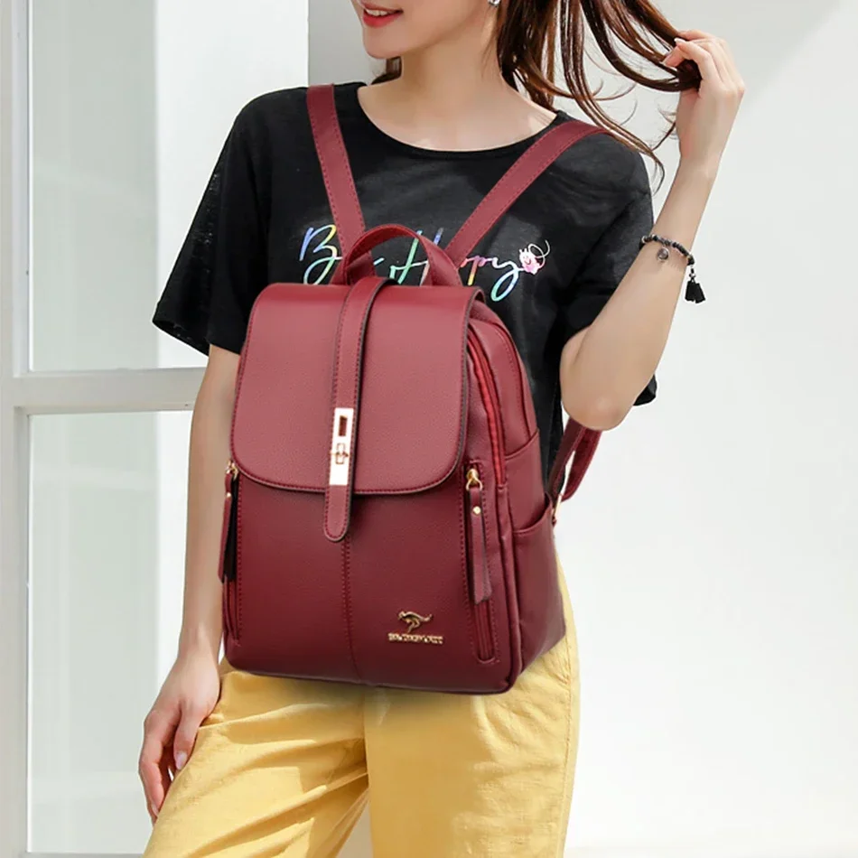 Dames lederen rugzak met grote - Luxury Bags Quality recensie en prijs